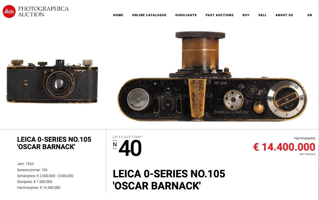 The world's most expensive camera looks a lot like several others in the top 10 of all-time, with the major difference being that it was owned by the man who designed it and democratized photography: Oscar Barnack