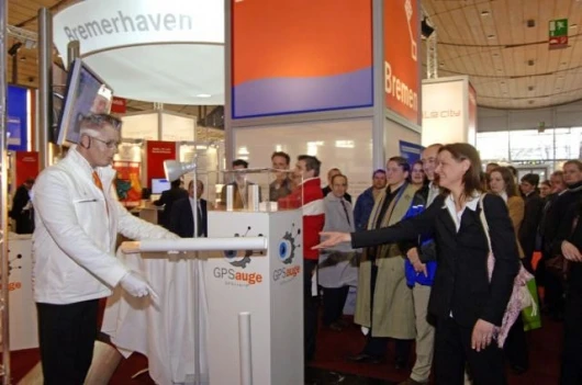 Demonstrating the jacket at CeBIT