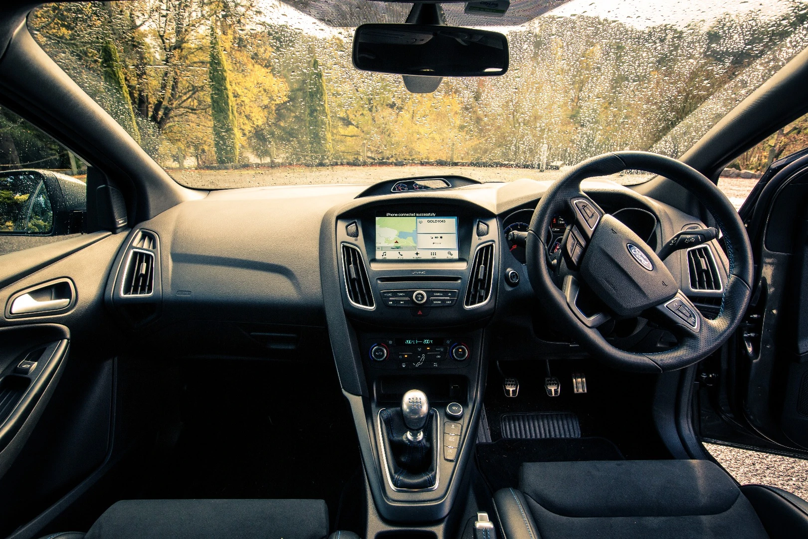 It's almost entirely standard Focus behind the wheel of the RS