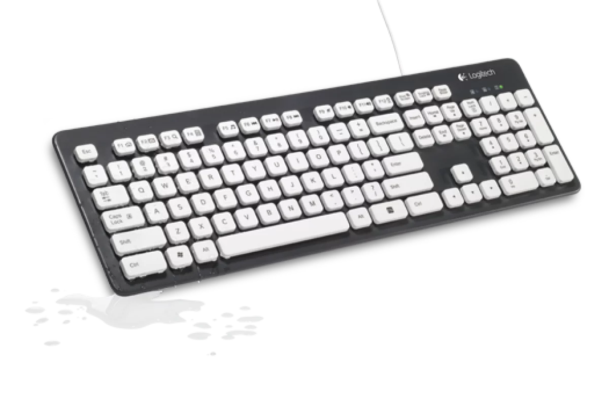 Logitech's new K310 keyboard is designed to be hand-washed in a sinkful of water thanks to a durable design and drainage holes on the bottom