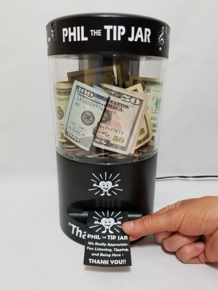 Review Phil the Tip Jar, a carddispensing tip jar for musicians