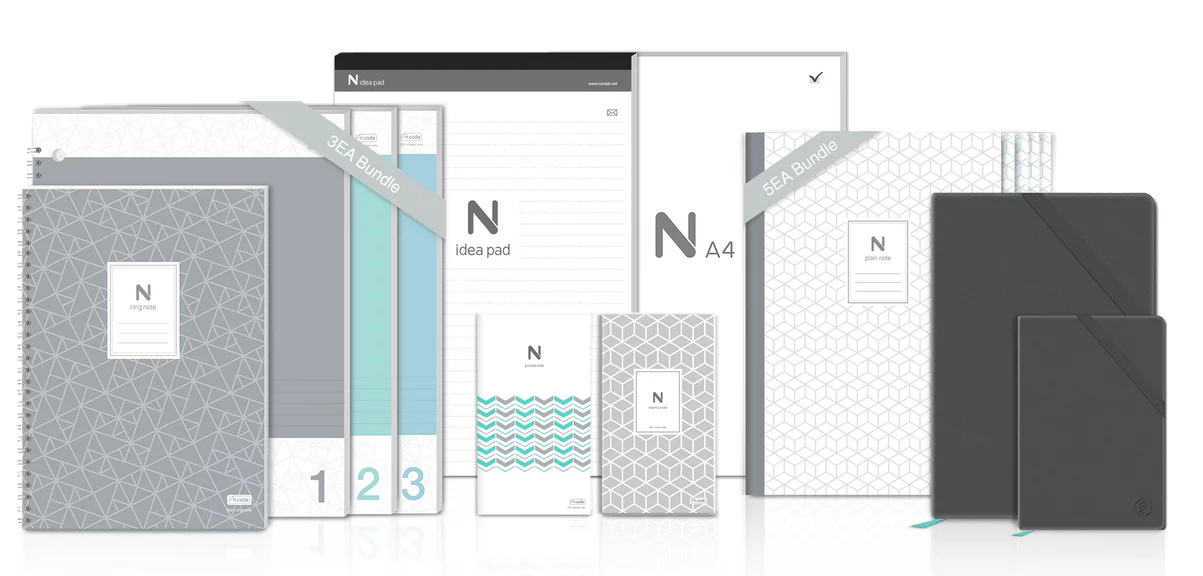 The complete line of notebooks available with the Neo Smartpen N2