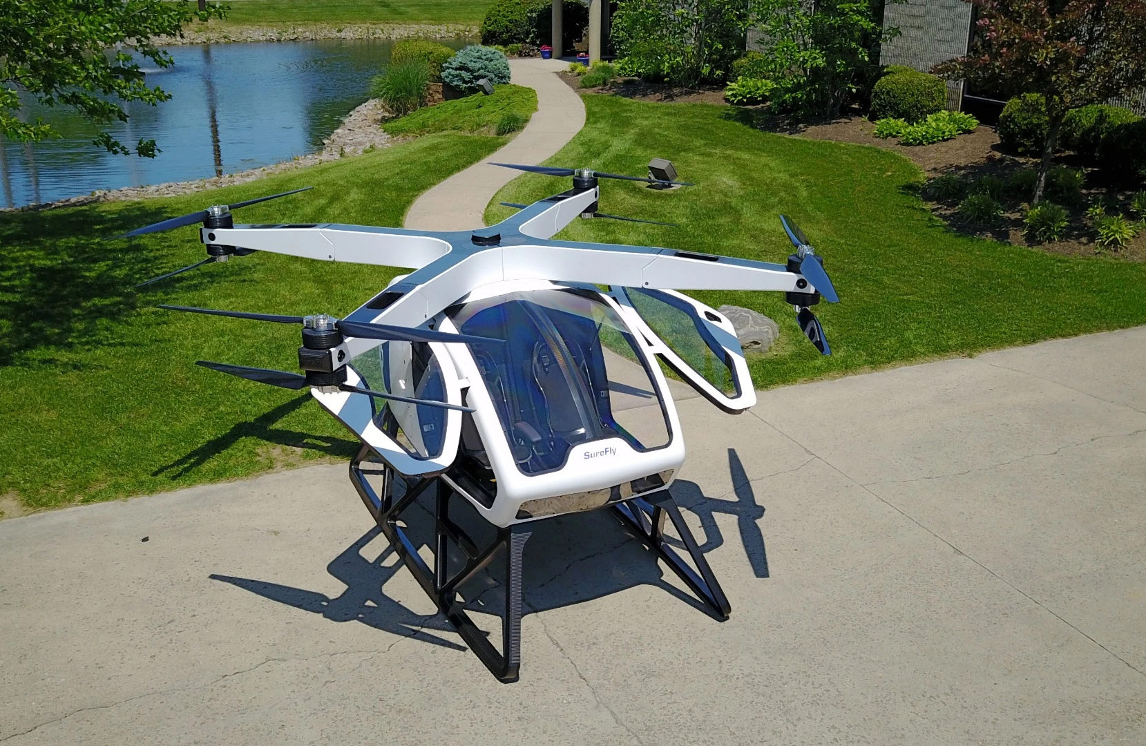 Workhorse first unveiled its Surefly flying car at the Paris Air Show in June last year, and has now put a person inside and lifted it into the air for the first time.