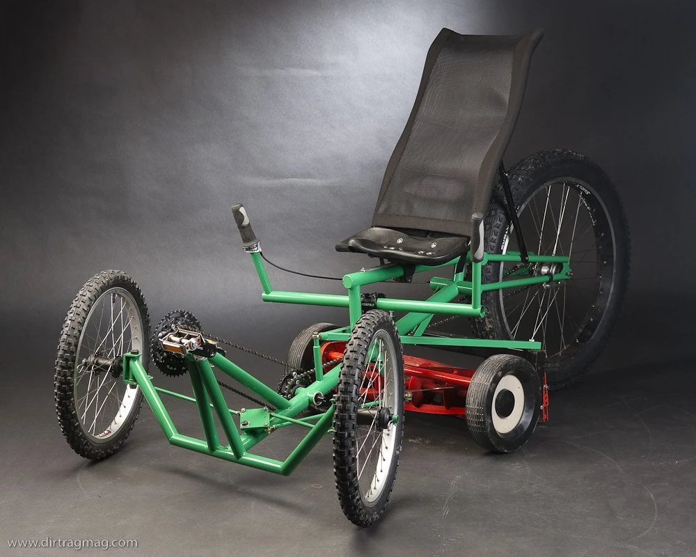 The Mow Cycle human-powered riding mower (Photo: Justin Steiner, Dirt Rag magazine)