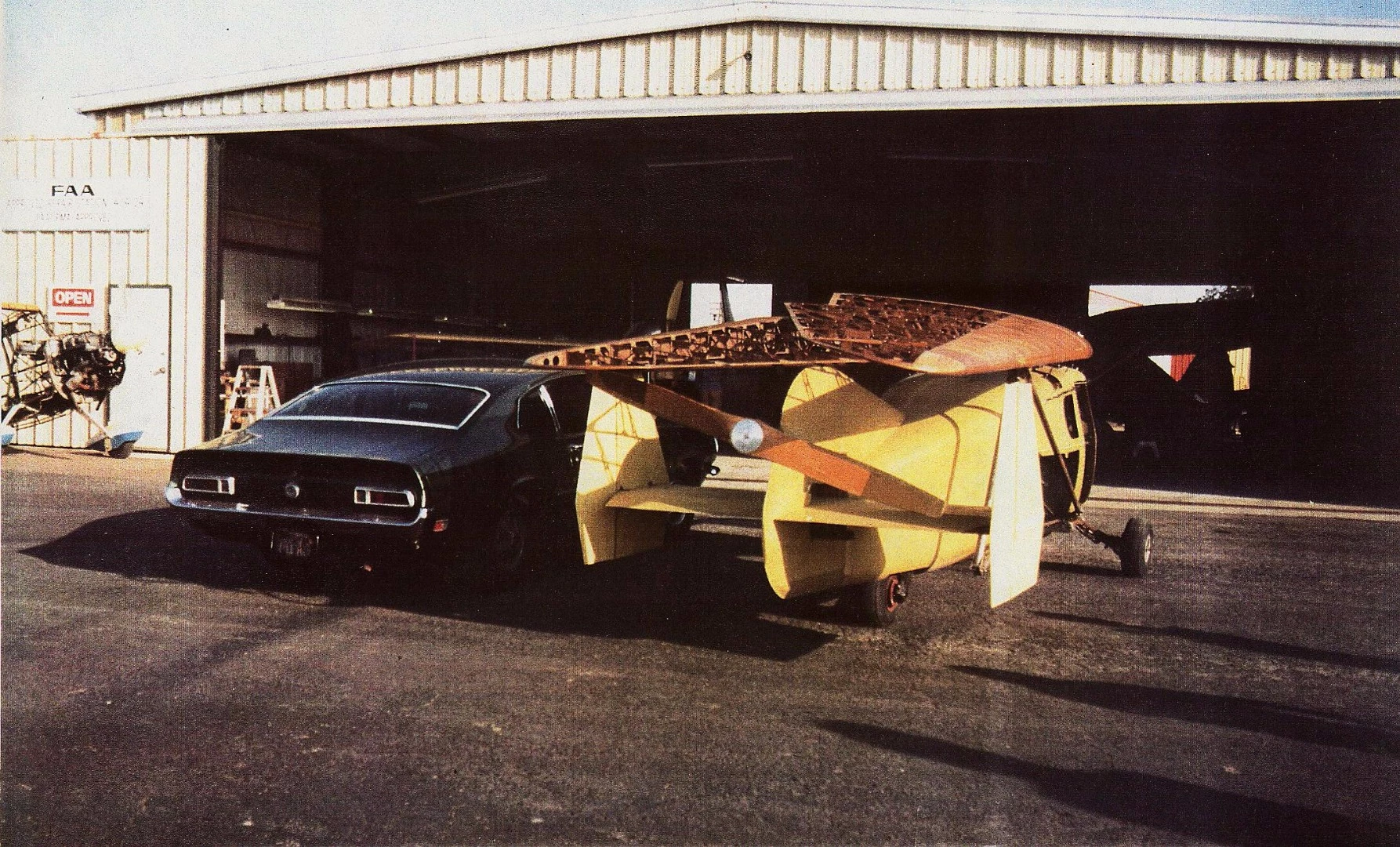 Zuck Plane-Mobile: not much larger than a regular car when folded up