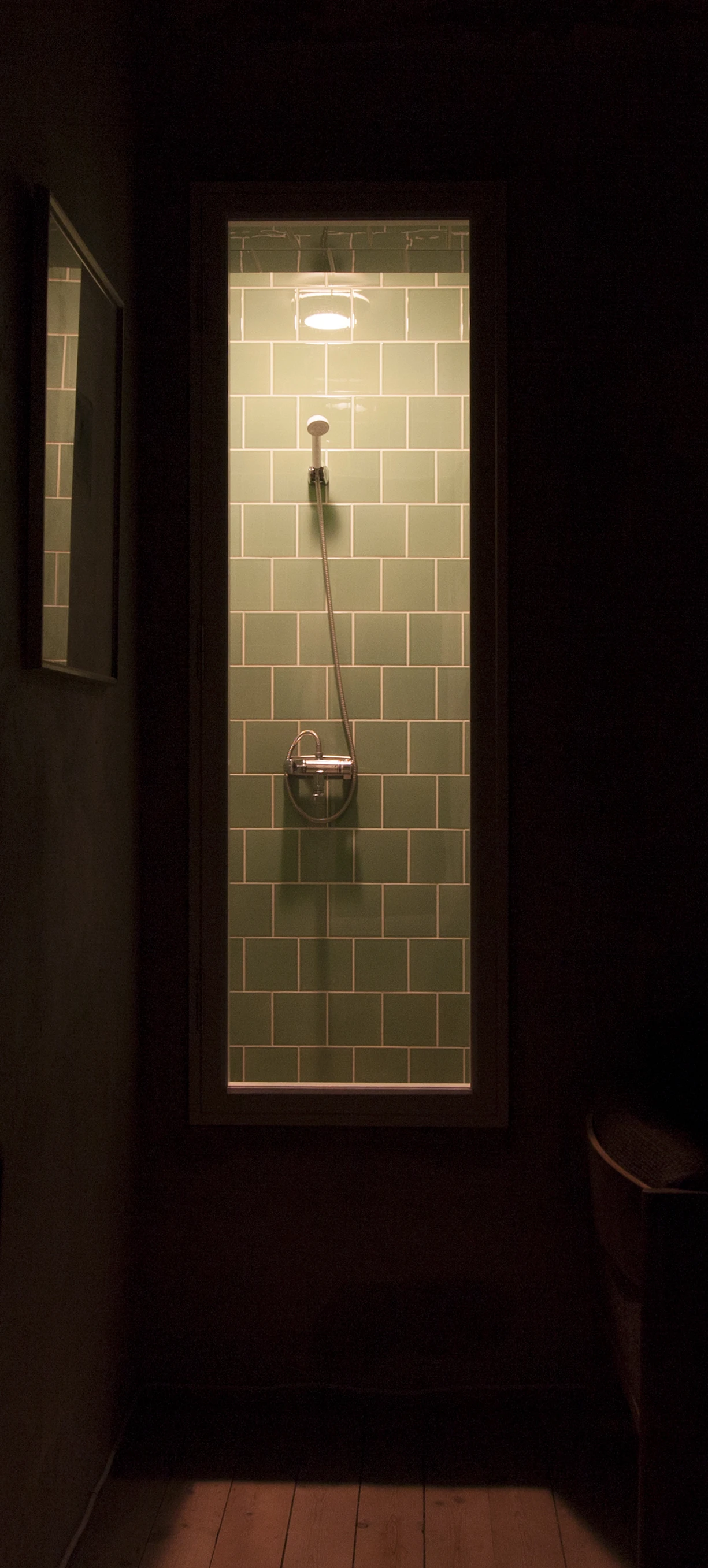 Night time view of the shower