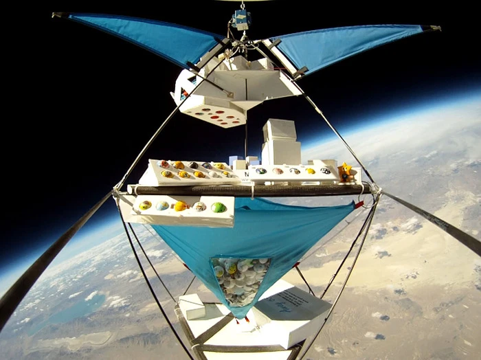 A batch of PongSats aboard one of JP Aerospace's High Racks