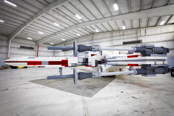 Side view of the Lego Star Wars X-Wing model