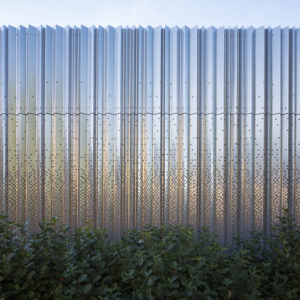 The steel cell structure has been covered with a series of impressive customized perforated aluminum sheets