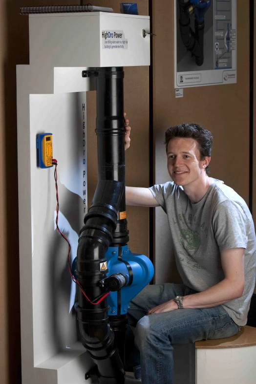 Tom Broadbent and his HighDro Power system for harnessing the energy from falling wastewater