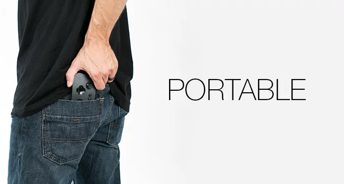 The controller is small enough to carry around