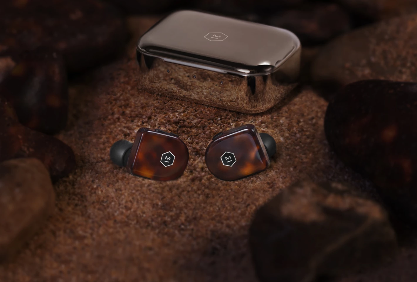 The MW07 Plus true wireless earphones offer a total listening time of 40 hours when used with the stainless steel charging case