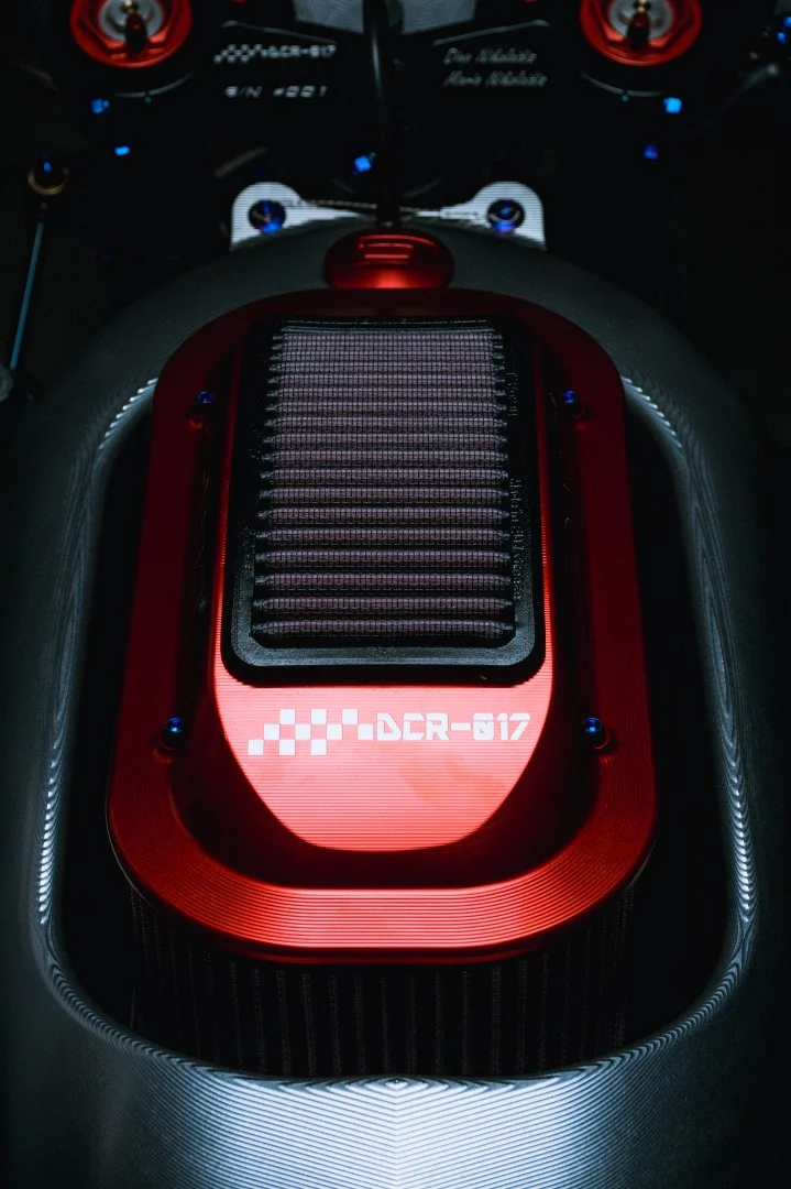 The special air filter unit of the DNA Filters DCR-017 has the bike's name carved on one side