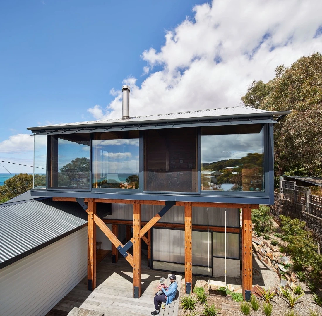 In a bid to maximize energy-efficiency, Dorman House sports a hood above the northern windows to shield the extension from the harsh summer sun