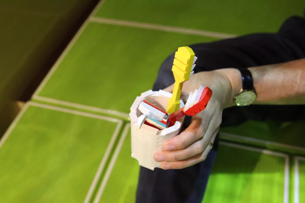 The Lego caravan is full of colorful and fun detailing, like these decidedly blocky toothbrushes