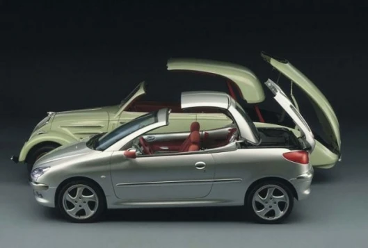 The 206CC of 2001 with its Peugeot brethren built two thirds of century prior