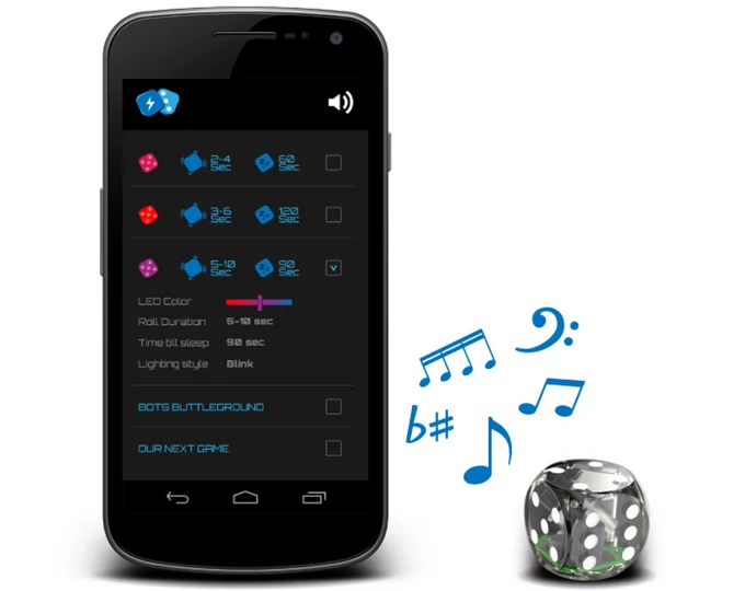 Boogie Dice are programmed through sound via the mobile companion app or website