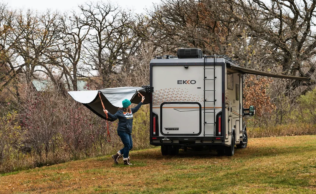 The passenger-side awning comes standard, and an optional 270-degree awning adds some serious shade on the driver side and rear