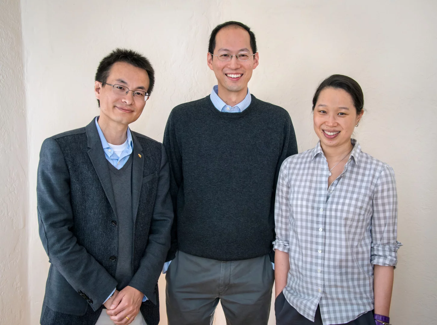 The Berkeley Lab team that led the development of the artificial photosynthesis system – L to R: Peidong Yang, Christopher Chang, and Michelle Chang