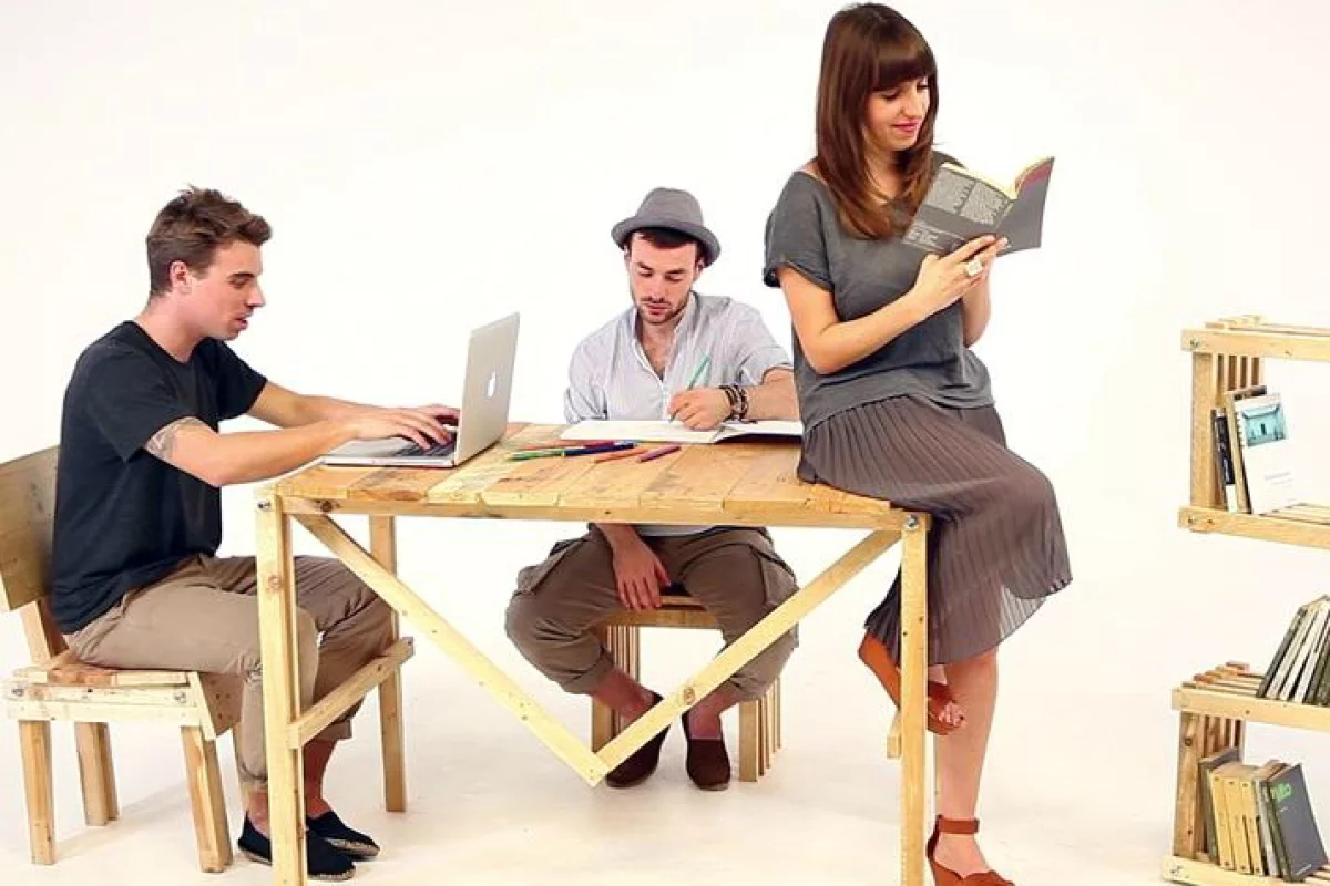 Italian designer Andrea Scandella has created an open source series of DIY furniture pieces made from disused pallets