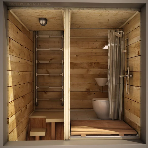The Skit contains a composting toilet and shower (Image: Dachi Papuashvili)
