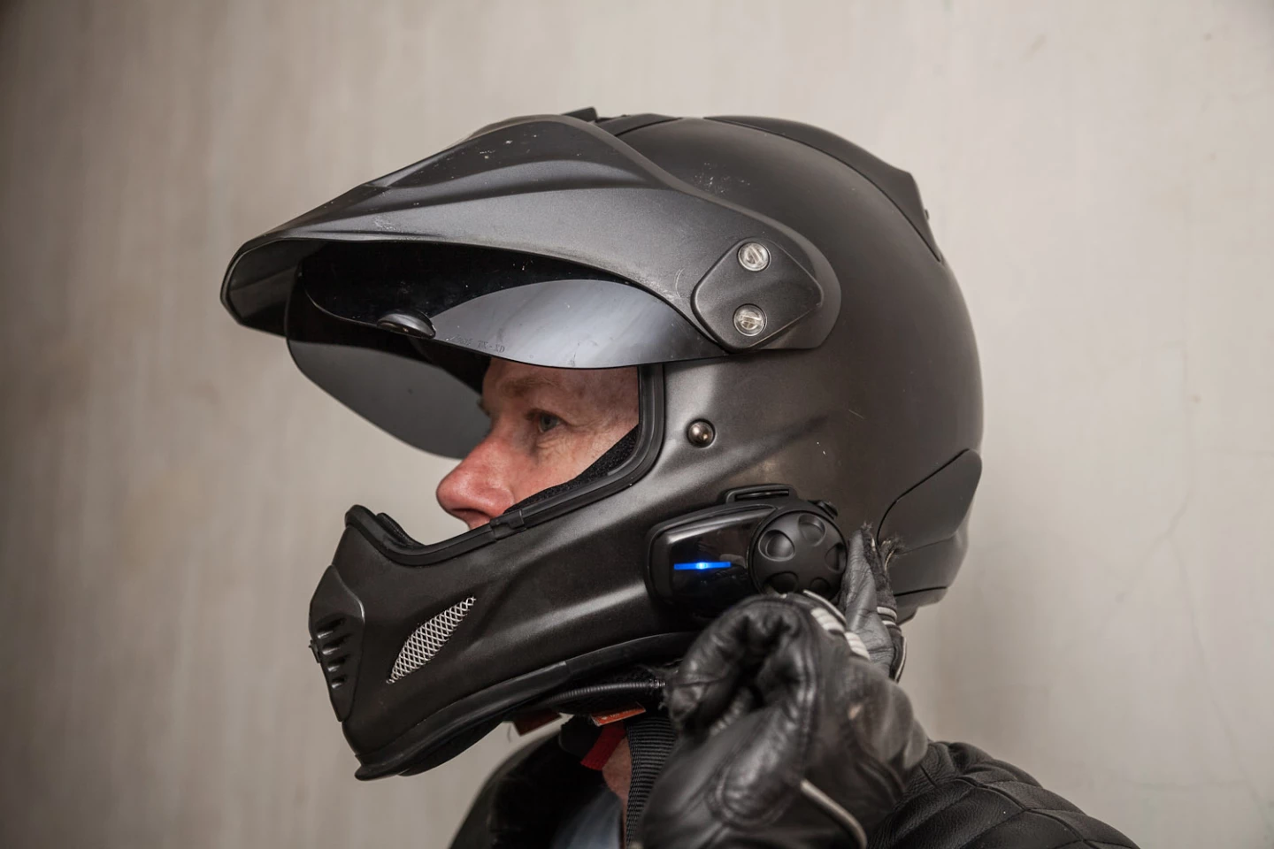 Noel McKeegan models the SMH10, mounted on an Arai XD3 helmet