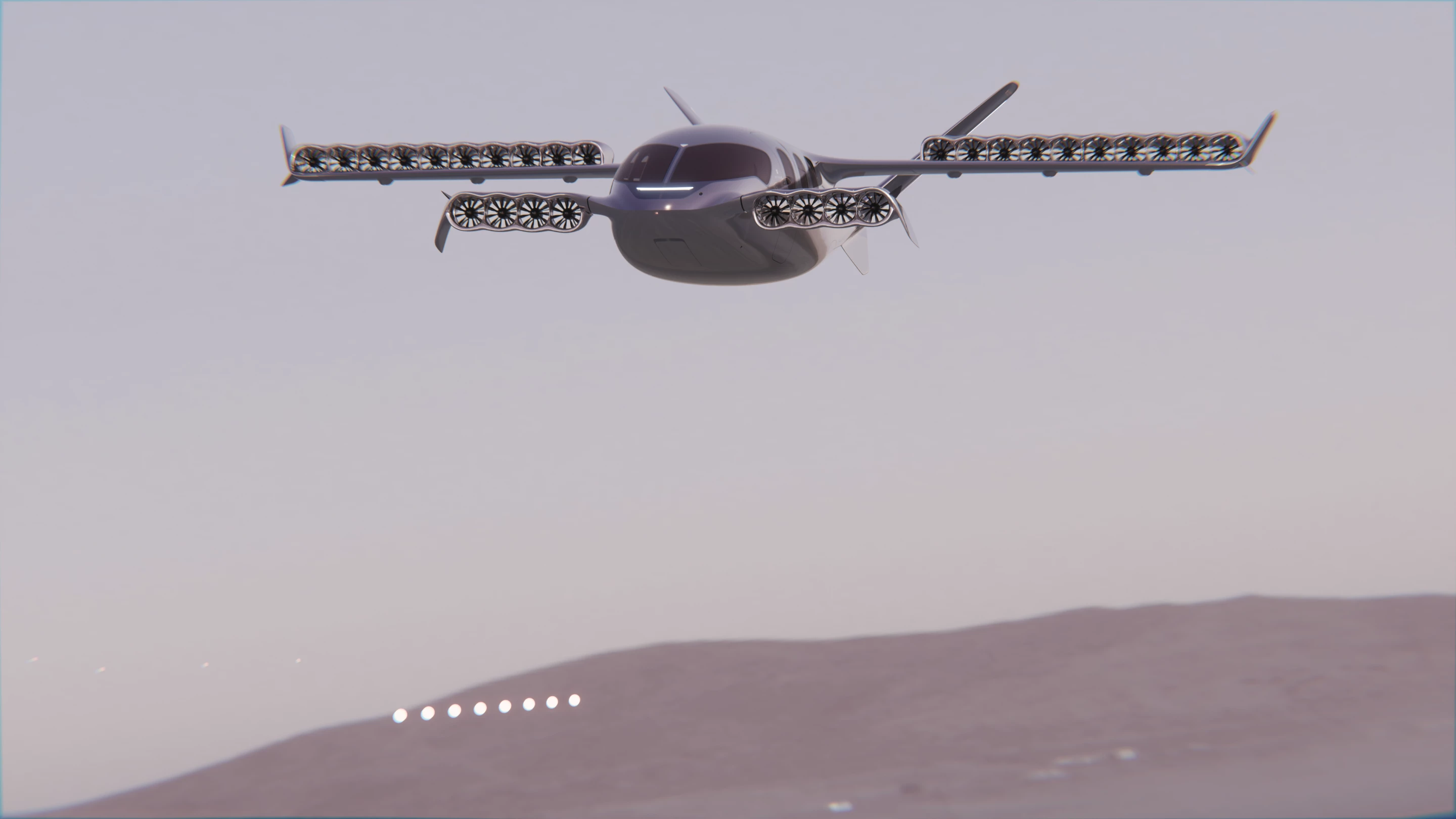 Each wing hosts 10 ducted fans, while the canard is home to eight
