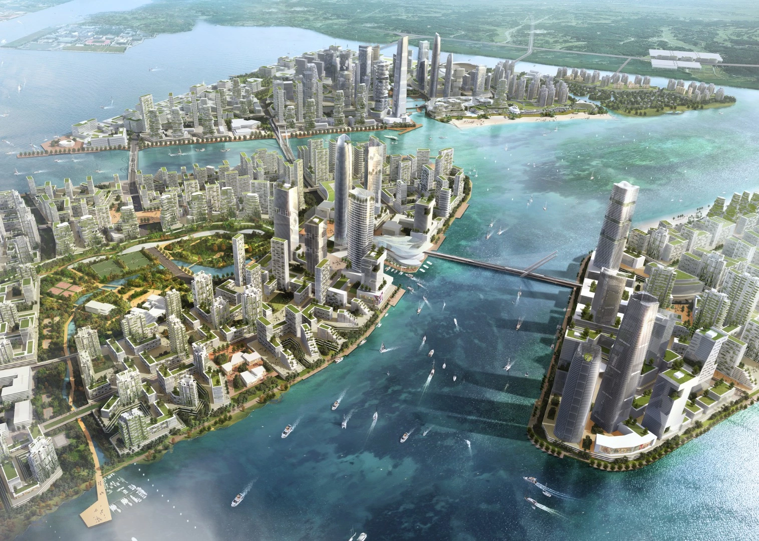 The development spans over 1,386 hectares (3,424 acres) and is expected to take over 20 years to complete