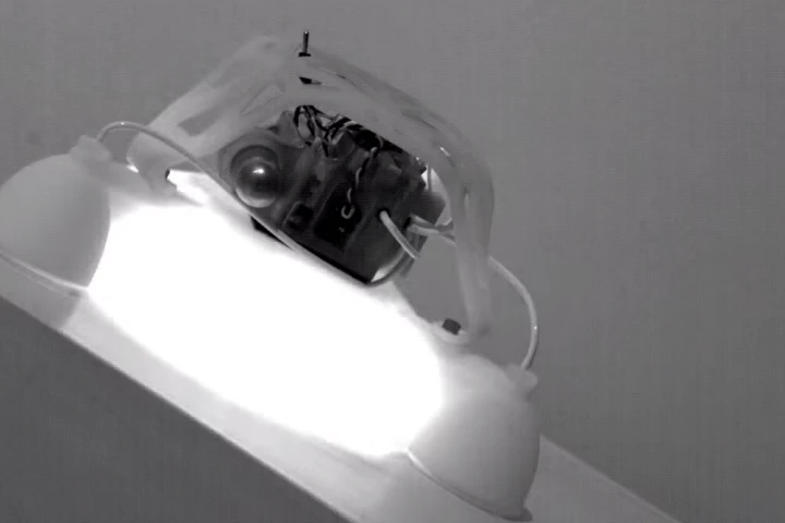 The Harvard University and the University of California, San Diego robot uses hard and soft components and jumps using butane explosions