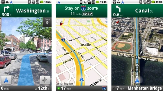 Street View, regular and satellite View - Google Maps Navigation does them all, so you don't have to