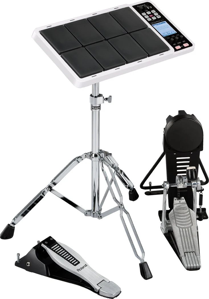 A hi-hat and kick controller work with the OCTAPAD SPD-30 digital percussion pad