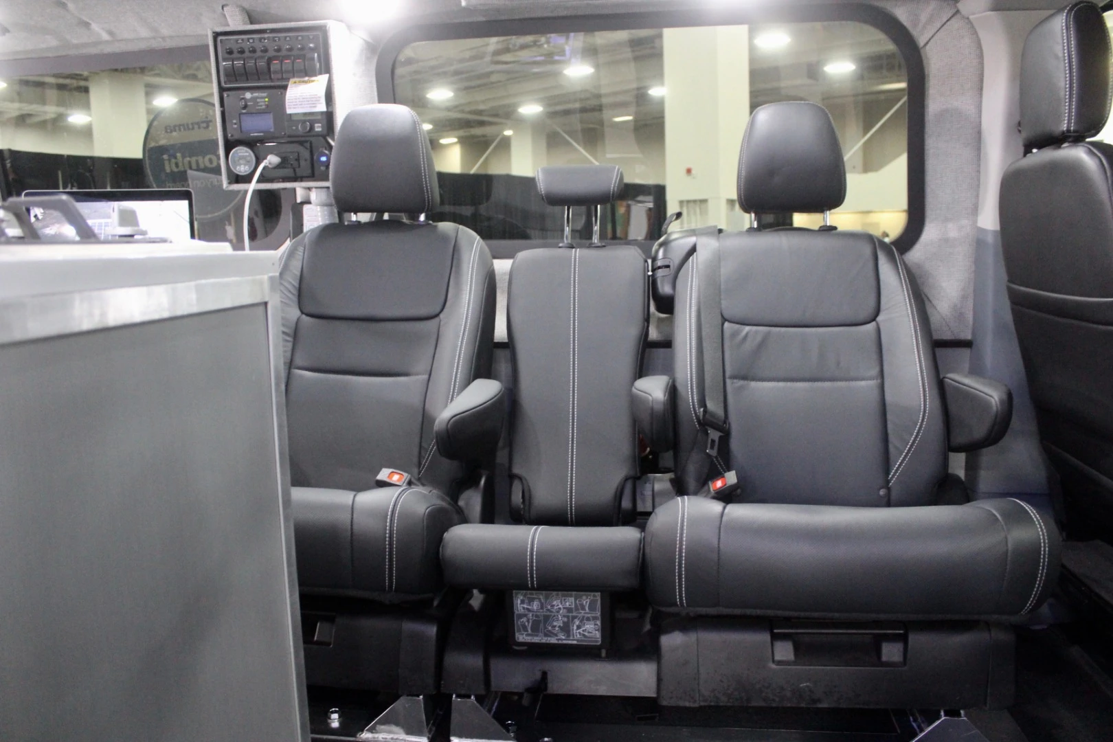 The ModVans CV1 is a modular van designed for both camping and everyday use. Its camping modules can be removed, and the seats can be set up facing sideways, as shown, or facing forward