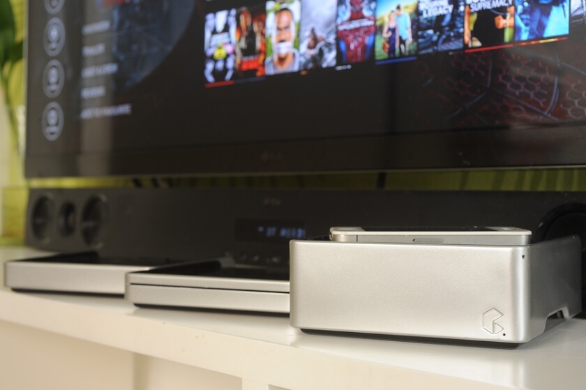 The EzeeCube is a Wi-Fi or Ethernet connected set-top box running on a Linux (Yocto) operating platform and XBMC home theater software
