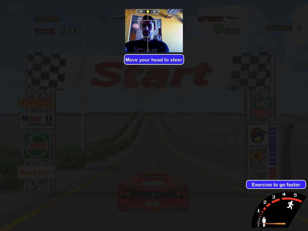 Fit Freeway employs head tracking via the iOS device's camera to control steering