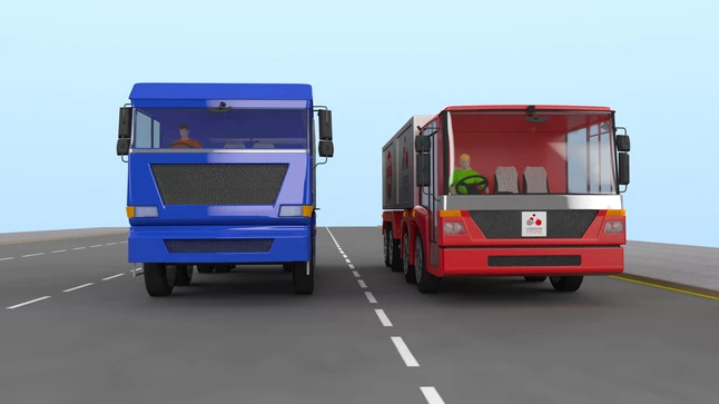 A conventional lorry next to LCC's redesign