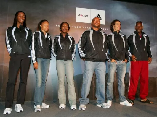 Dee Dee Trotter, Allyson Felix, Veronica Campbell, Maurice Greene, Mehdi Baala and Ronald Pognon at the Project Fusion Launch in Helsinki