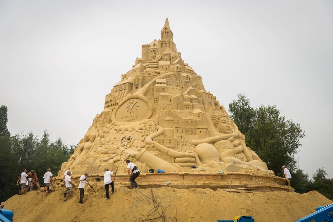 World's tallest sandcastle reaches for the sky in Germany