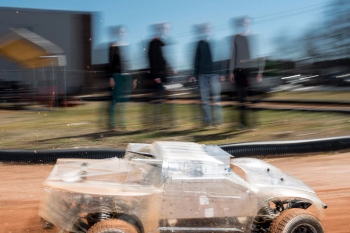 The autonomous rally car uses a clever algorithm to work out what to do in slippery conditions