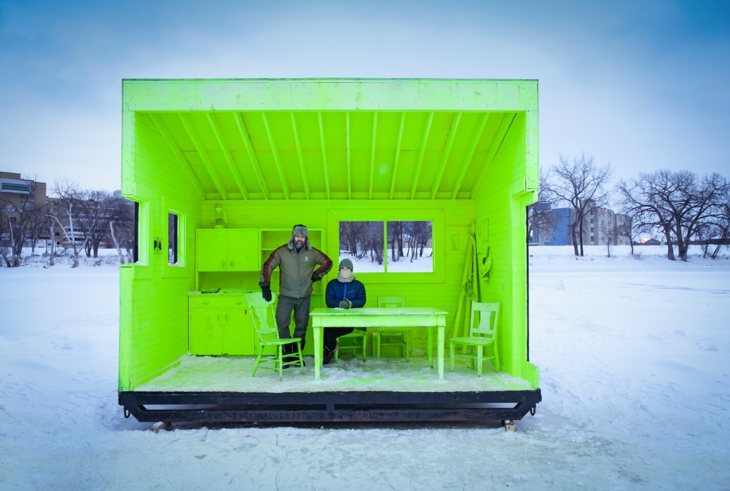 This photo, by Paul Turang, is of the Hygge House Warming Hut, in Winnipeg, Canada. Named after the difficult-to-define Danish and Norwegian custom centered around getting cosy, the Hygge House Warming Hut offers a welcome and warm refuge in the cold Canadian winter