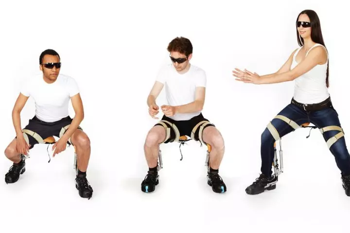 noonee's senior partners model the Chairless Chair
