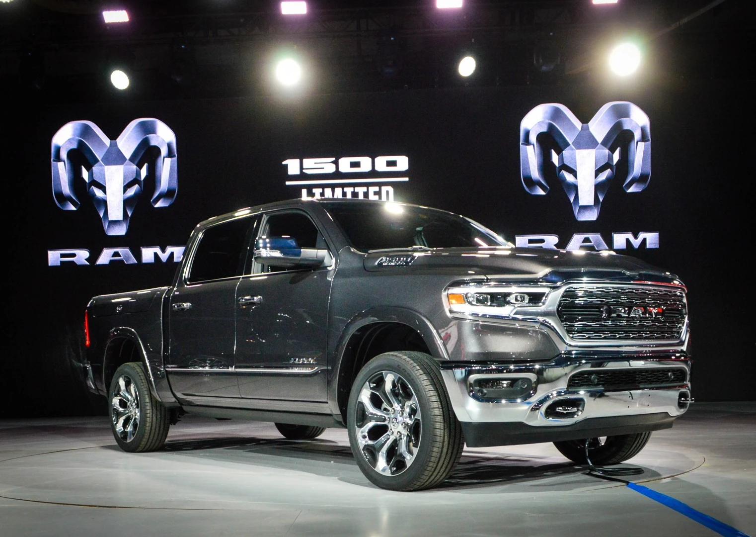 The new Ram 1500, shown here in Limited trim, rides on a heavier-duty high-strength steel frame for extra brawn