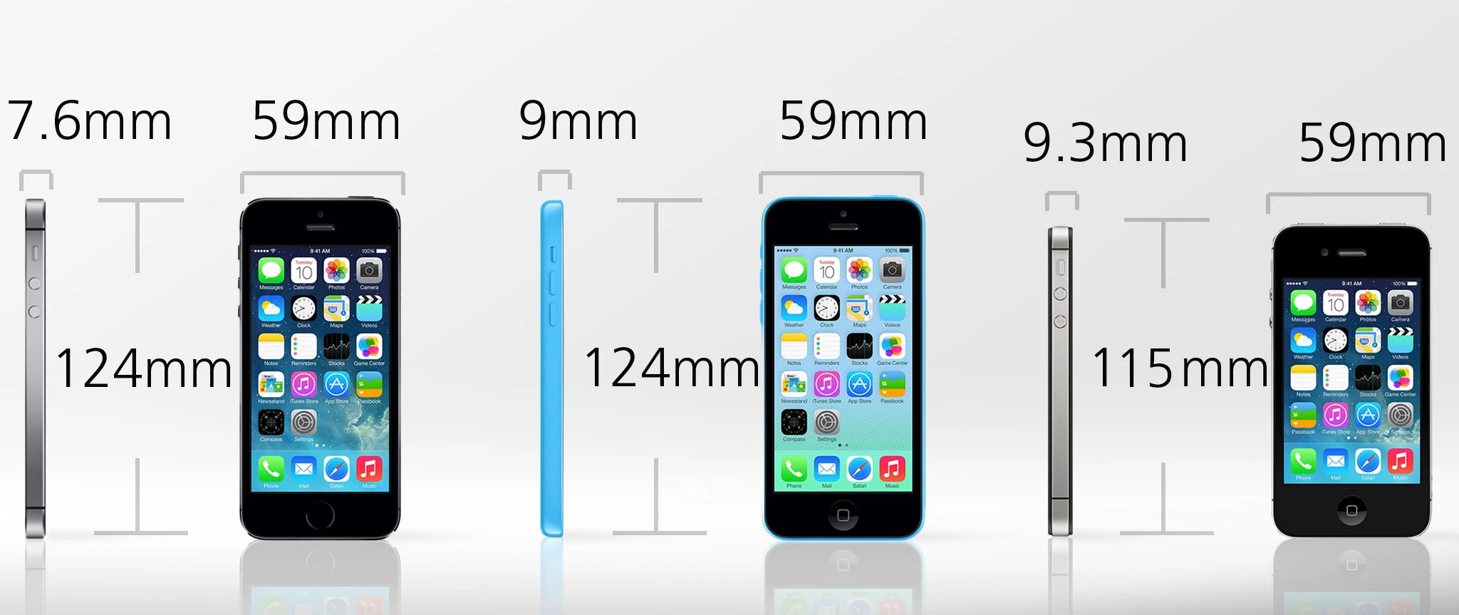 The iPhone 4s is looking pretty stubby next to its younger siblings