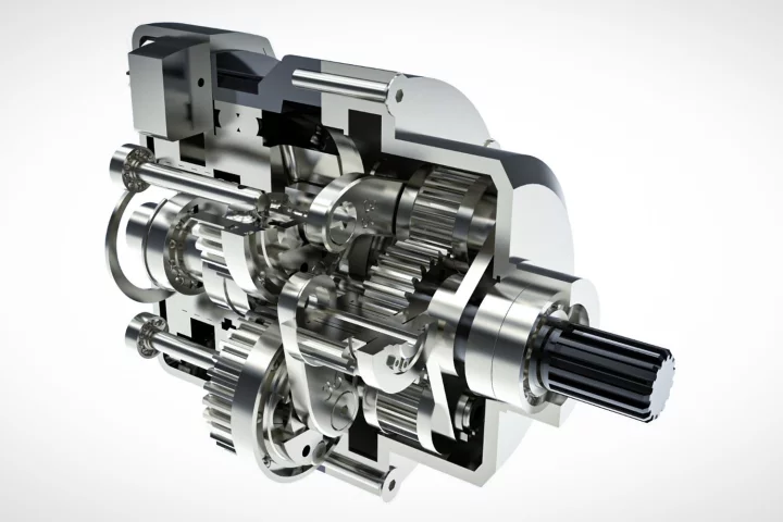 The world's first geared CVT, capable of smoothly changing ratios between zero and high gear