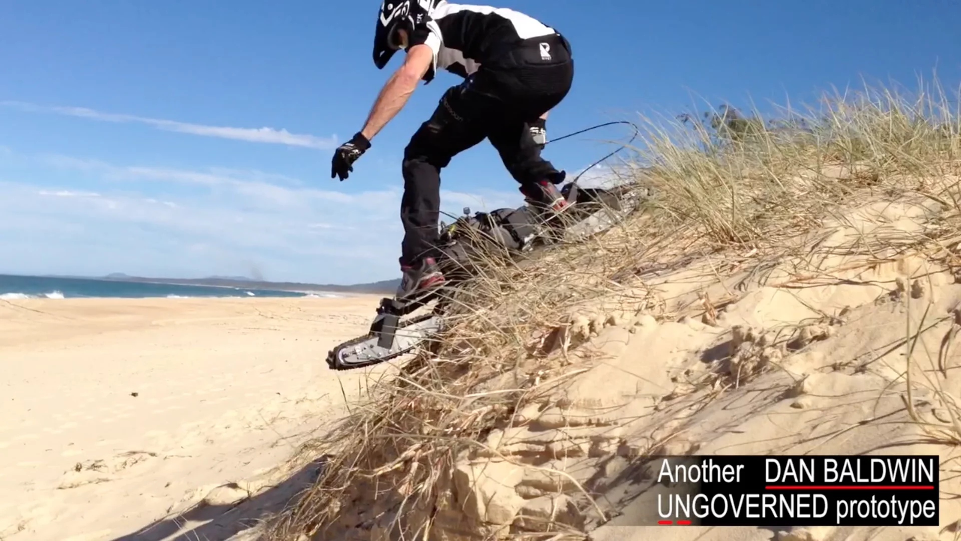 The Ungoverned powerboard tackles the sand dunes