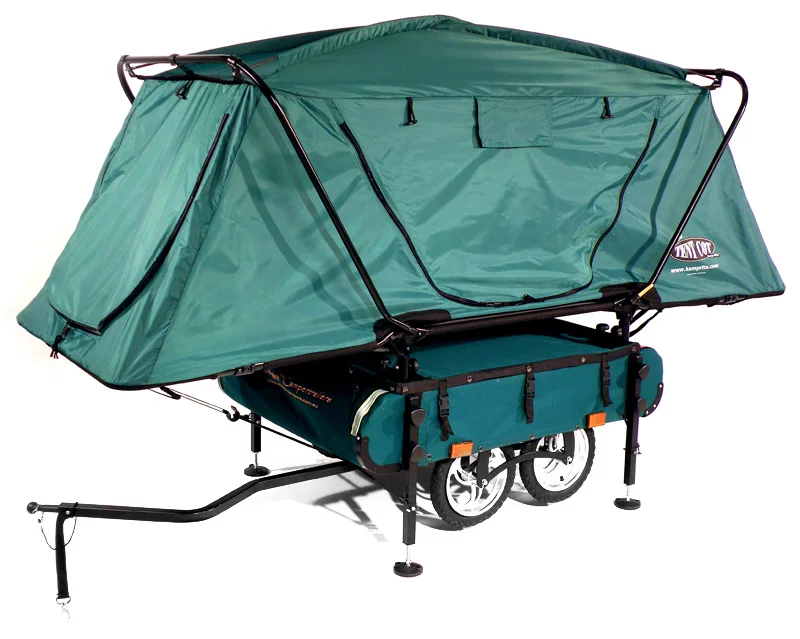 The trailer comes with one of Kamp-Rite's Oversize Tentcot tents, which can be erected atop the trailer