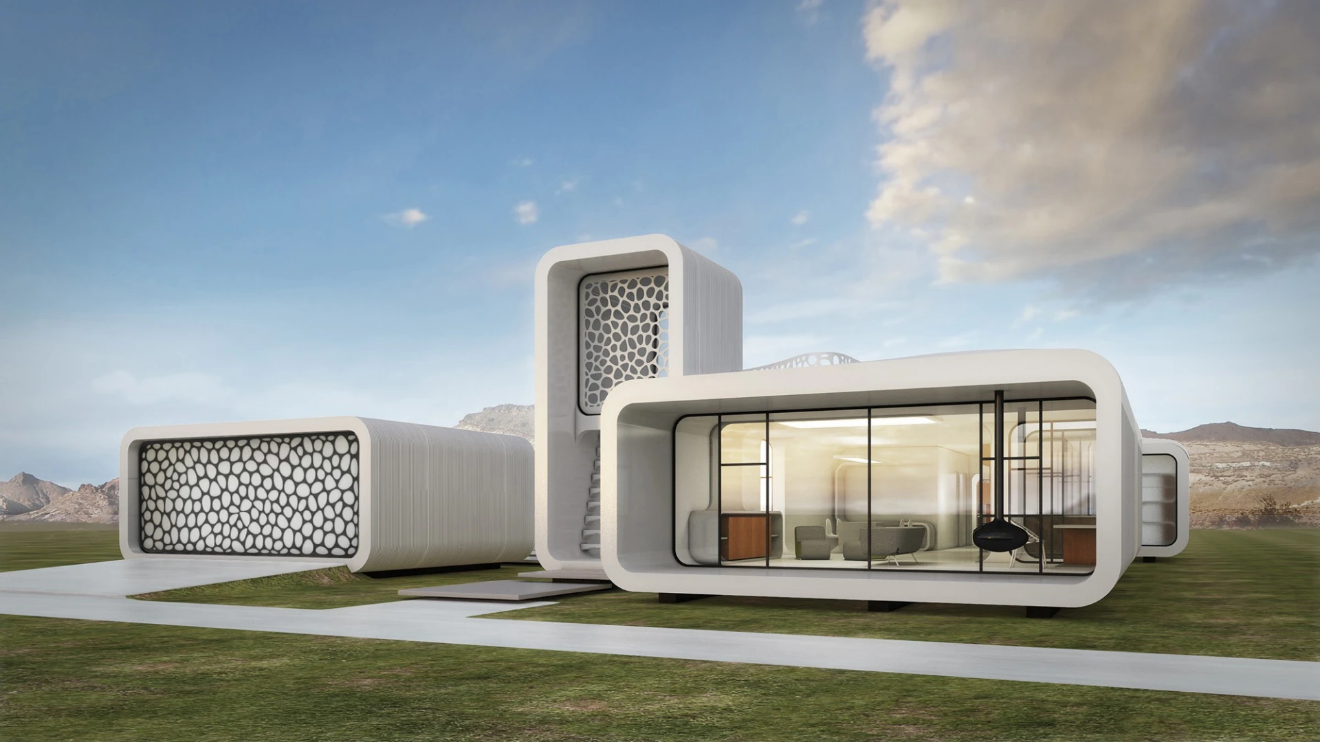 The design of the office building that will be constructed using 3D printing technology