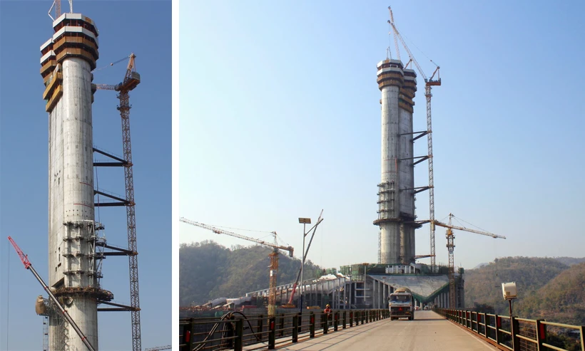 The two giant concrete cores of the statue