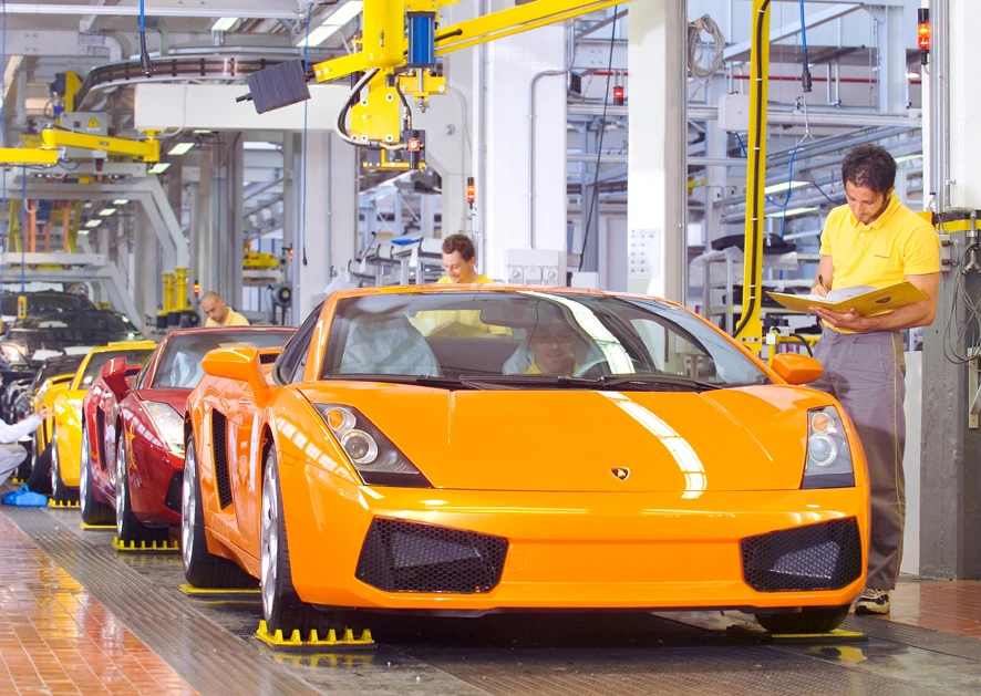 Manufacturing and finishing, in partner with Audi, is completed out back of the museum in Lamborghini's rolling assembly line