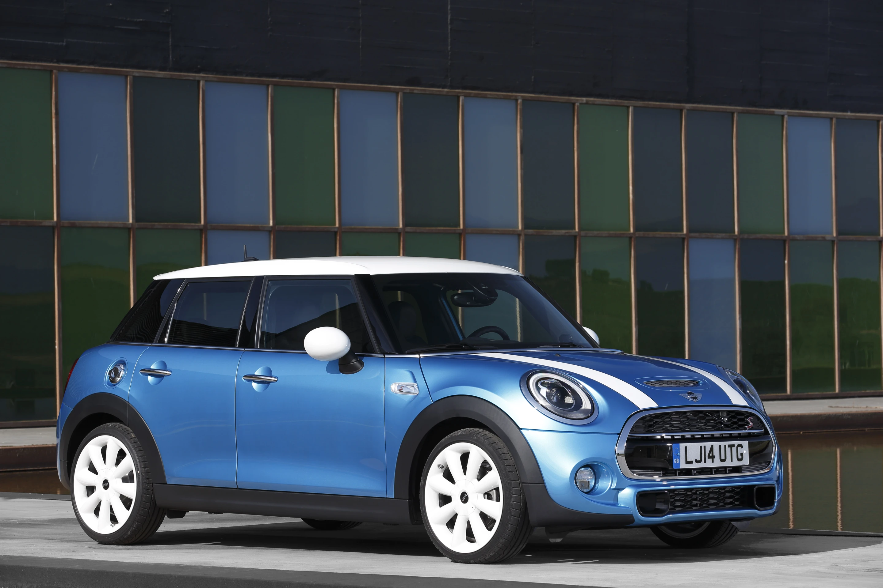 The 5-door Mini Cooper S in go-faster stripes