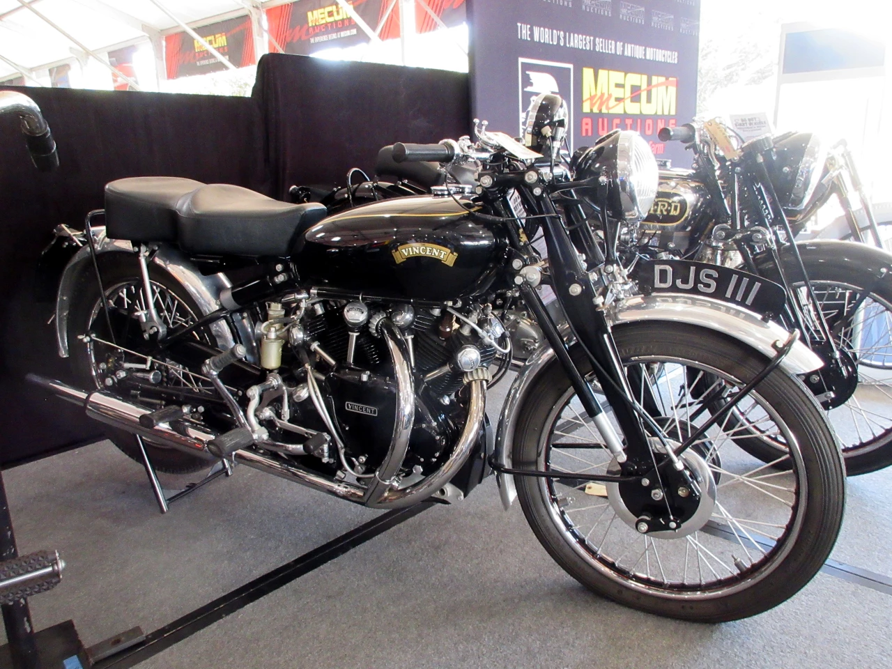 This 1953 Vincent Black Shadow went to auction during Monterey Car Week with Mecum Auctions (Lot F14) on 13-August-2021 with an official estimate of $150,000 to $175,000. The bike sold for a hammer price of $135,000, which equates to a total price of $148,500 including buyers premium